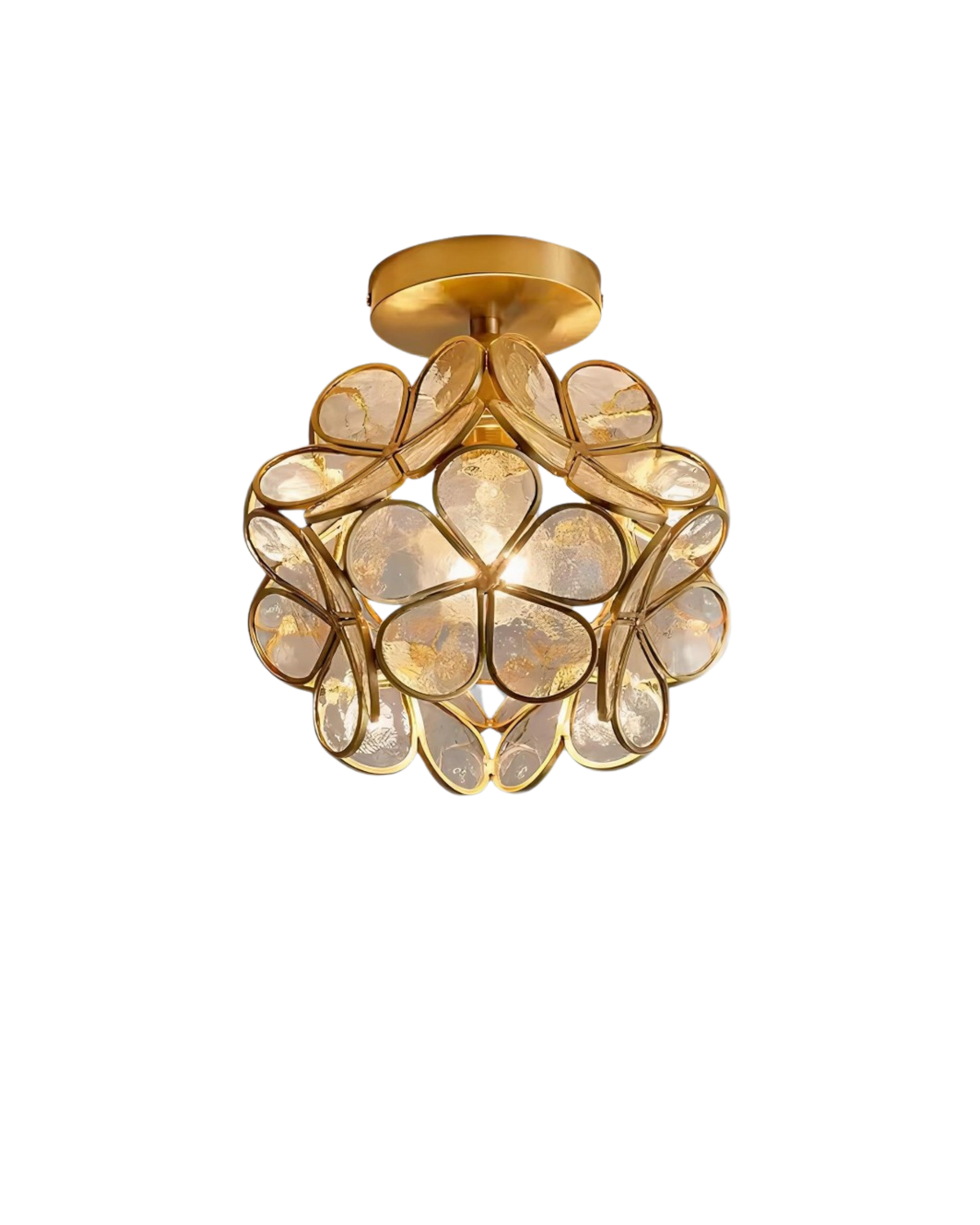 Florenne Gold Flower LED Ceiling Light Clear Acrylic Bedroom And Hallway Light
