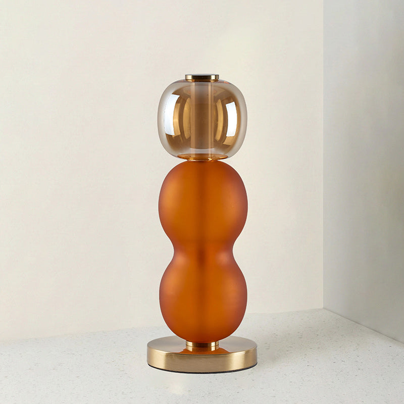 Solenne Amber Glass Table Lamp With Gold Base LED Accent Lamp For Sideboards