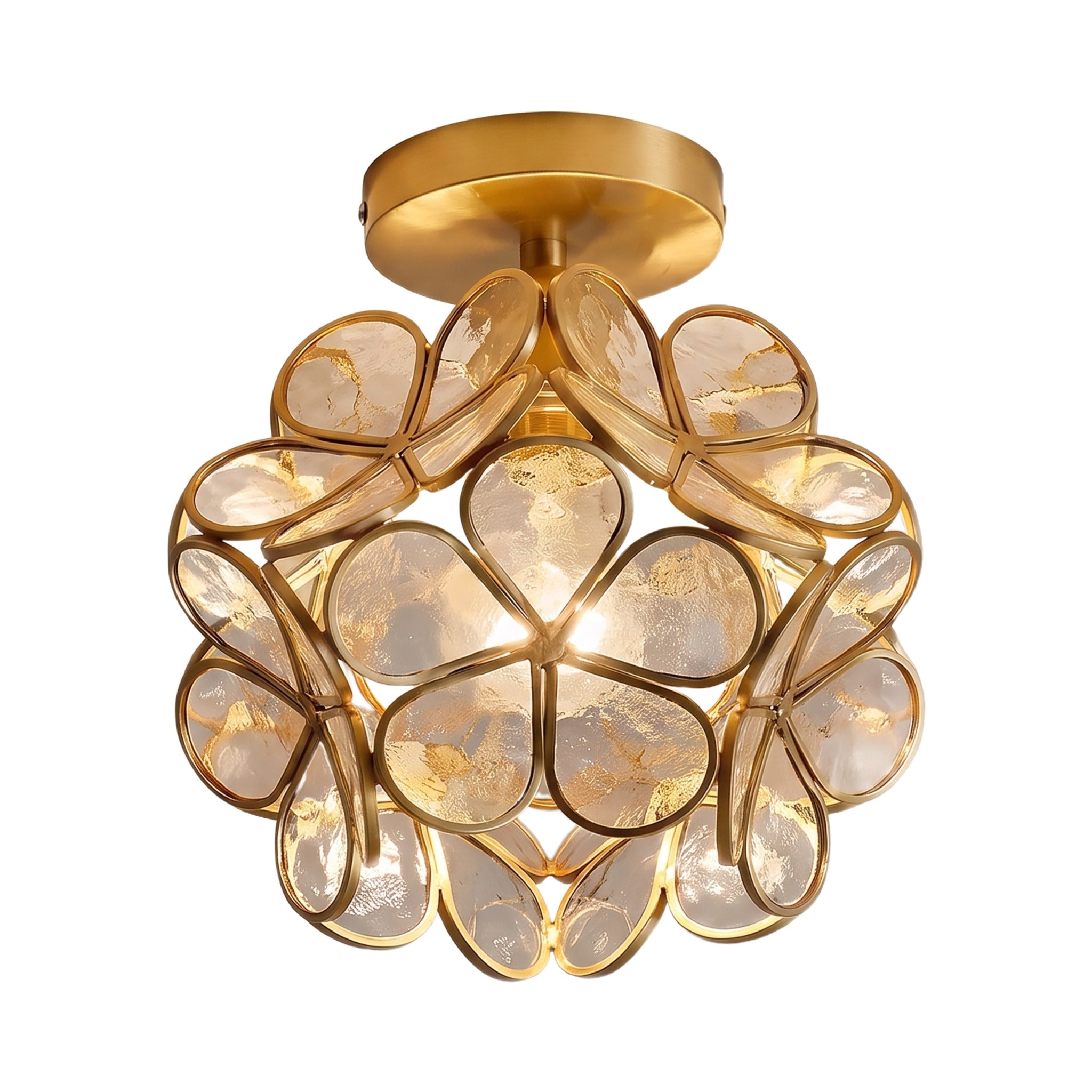 Florenne Gold Flower LED Ceiling Light Clear Acrylic Bedroom And Hallway Light