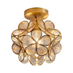 Florenne Gold Flower LED Ceiling Light Clear Acrylic Bedroom And Hallway Light