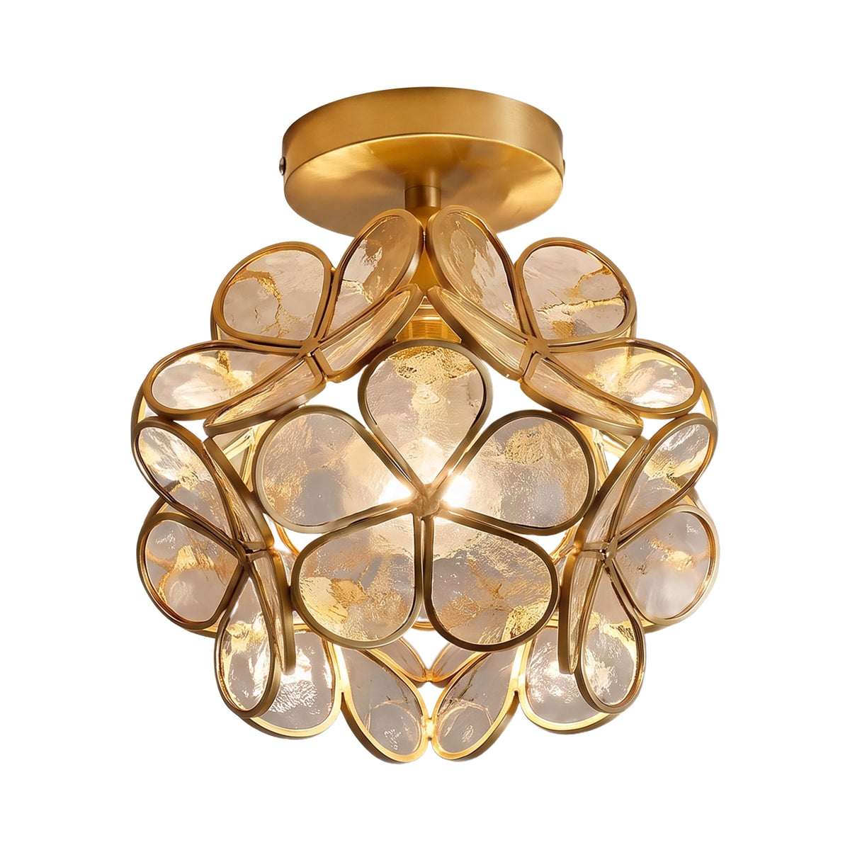 Florenne Gold Flower LED Ceiling Light Clear Acrylic Bedroom And Hallway Light