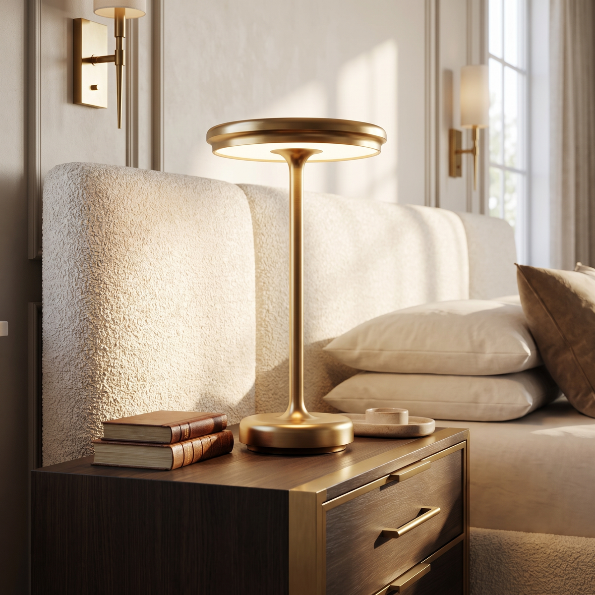 Halvo Gold Cordless Touch Table Lamp Dimmable Rechargeable Dining Table Light