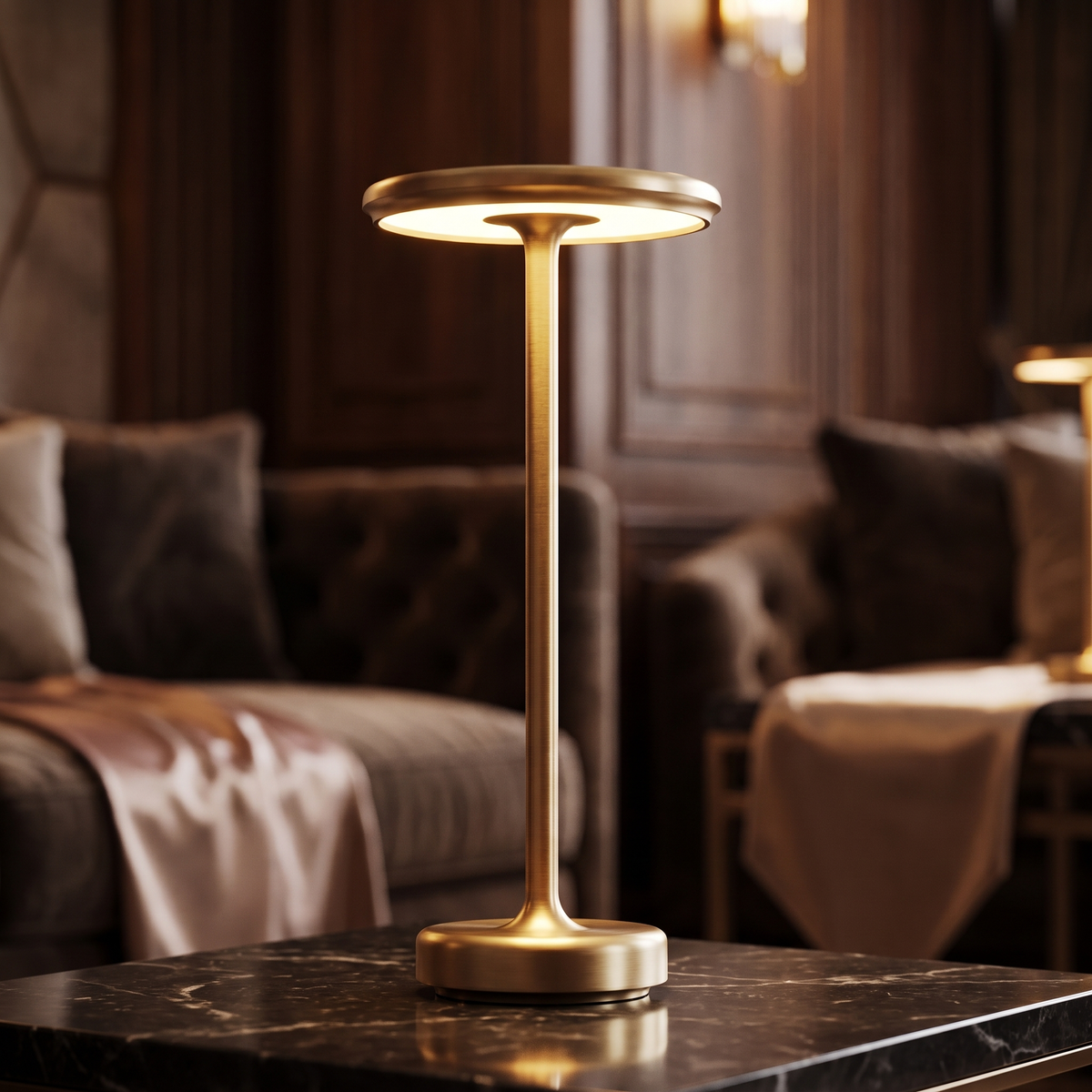 Halvo Gold Cordless Touch Table Lamp Dimmable Rechargeable Dining Table Light
