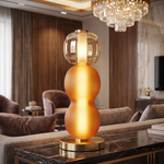 Solenne Amber Glass Table Lamp With Gold Base LED Accent Lamp For Sideboards