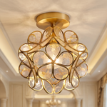 Florenne Gold Flower LED Ceiling Light Clear Acrylic Bedroom And Hallway Light