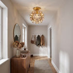Florenne Gold Flower LED Ceiling Light Clear Acrylic Bedroom And Hallway Light