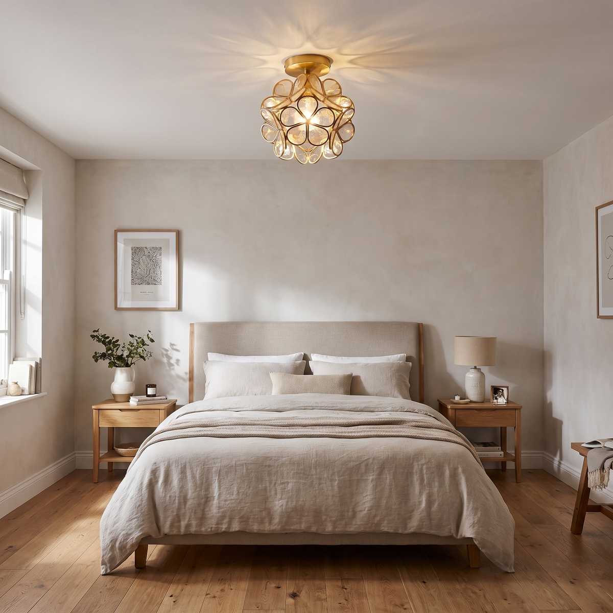Florenne Gold Flower LED Ceiling Light Clear Acrylic Bedroom And Hallway Light